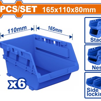 WADFOW ΣΕΤ ΣΚΑΦΑΚΙΑ ΑΠΟΘΗΚΕΥΣΗΣ 165Χ110Χ80mm 6ΤΕΜ (WTB8336)