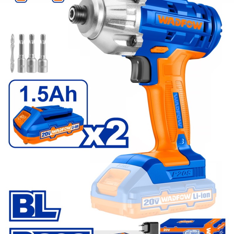 WADFOW ΠΑΛΜΙΚΟ ΚΑΤΣΑΒΙΔΙ ΜΠΑΤ. Li-ion 20V / 1.5Ah / 170Nm / 2 ΜΠΑΤ (WCD2512)