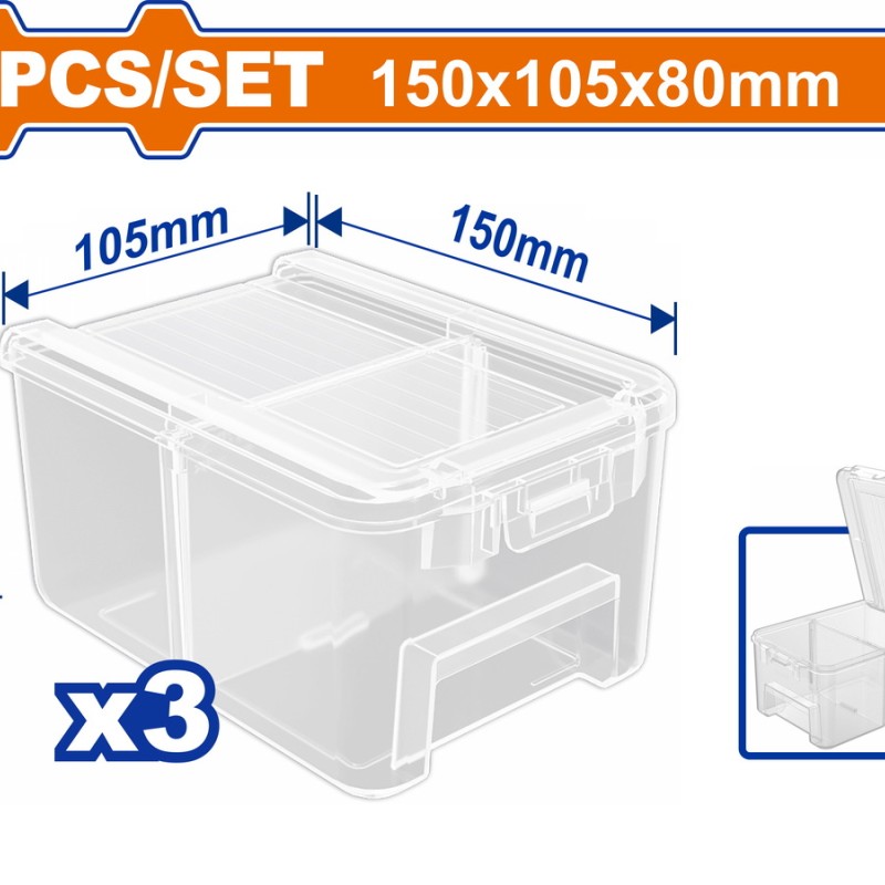 WADFOW ΣΕΤ ΔΙΑΦΑΝΑ ΚΟΥΤΙΑ ΑΠΟΘΗΚΕΥΣΗΣ 150Χ105Χ80mm 3TEM (WTB8333)