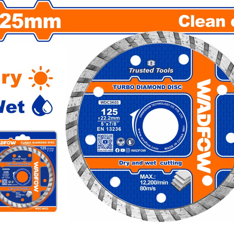 WADFOW ΔΙΑΜΑΝΤΟΔΙΣΚΟΣ TURBO ΞΗΡΑΣ & ΥΓΡΑΣ ΚΟΠΗΣ 125mm (WDC3K03)