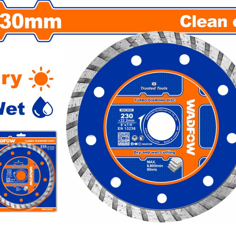 WADFOW ΔΙΑΜΑΝΤΟΔΙΣΚΟΣ TURBO ΞΗΡΑΣ & ΥΓΡΑΣ ΚΟΠΗΣ 230mm (WDC3K05)