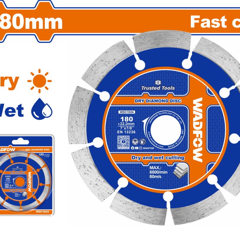 WADFOW ΔΙΑΜΑΝΤΟΔΙΣΚΟΣ ΞΗΡΑΣ & ΥΓΡΑΣ ΚΟΠΗΣ 180mm (WDC1K04)