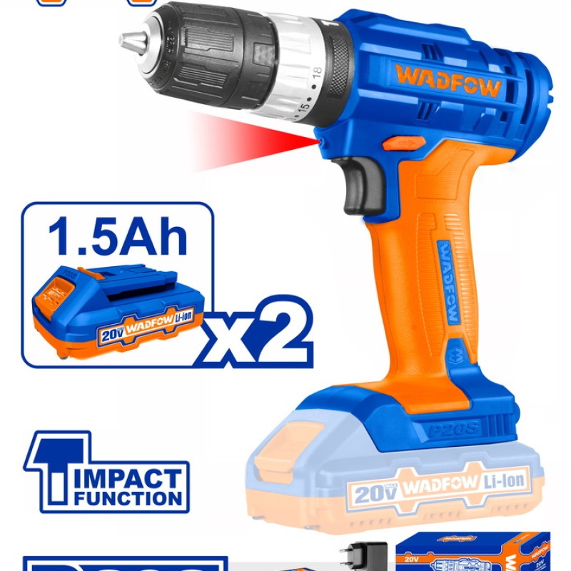 WADFOW ΔΡΑΠΑΝΟΚΑΤΣΑΒΙΔΟ ΚΡΟΥΣΤΙΚΟ ΜΠΑΤ. Li-ion 20V / 1.5Ah / 35Nm / 2 ΜΠΑΤ (WCDP522)