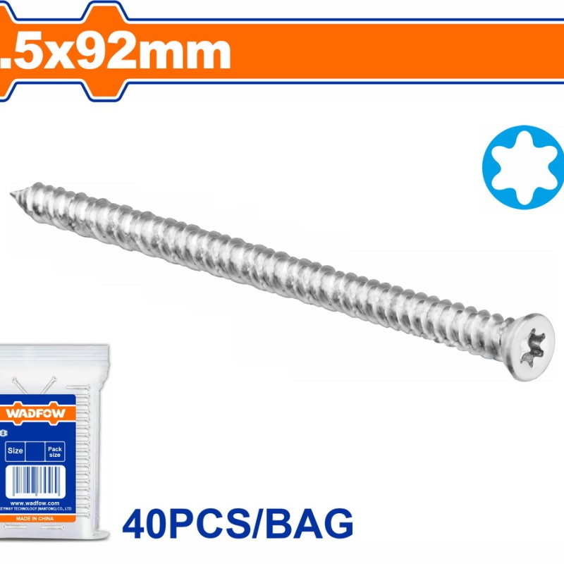 WADFOW ΤΣΙΜΕΝΤΟΒΙΔΑ TORX ΓΑΛΒ. 7.5 X 92 40ΤΕΜ (WXSN916)