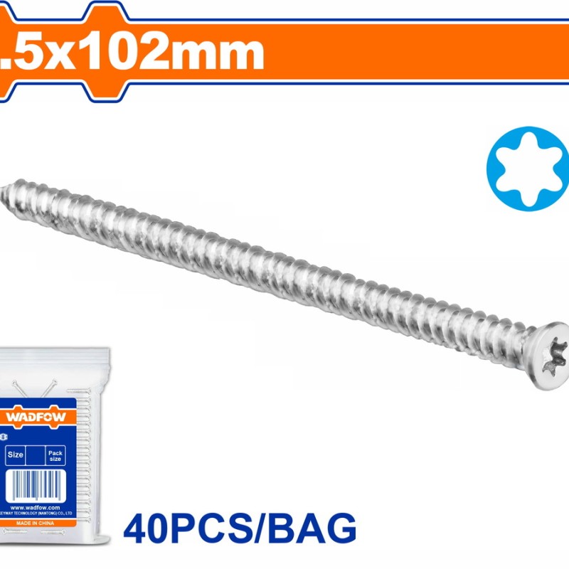 WADFOW ΤΣΙΜΕΝΤΟΒΙΔΑ TORX ΓΑΛΒ. 7.5 X 102 40ΤΕΜ (WXSN917)