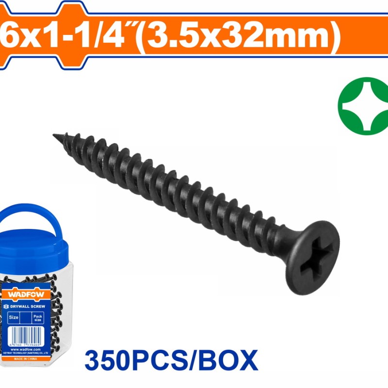 WADFOW ΒΙΔΑ ΓΥΨΟΣΑΝΙΔΑΣ ΜΑΥΡΗ 3.5 Χ 32 350TEM ΣΕ ΠΛΑΣΤΙΚΟ ΒΑΖΑΚΙ (WXS2T13)