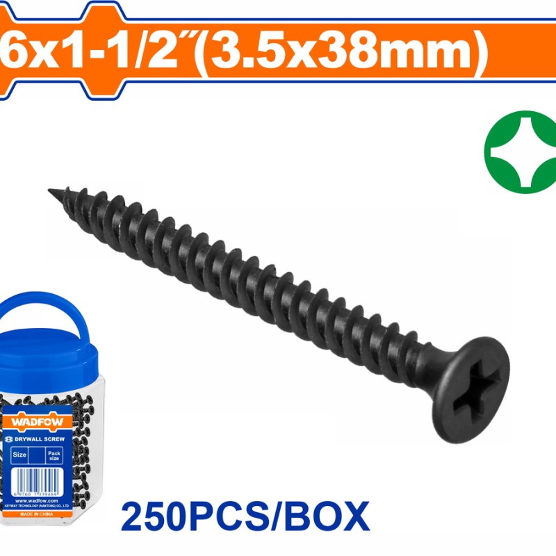 WADFOW ΒΙΔΑ ΓΥΨΟΣΑΝΙΔΑΣ ΜΑΥΡΗ 3.5 Χ 38 250TEM ΣΕ ΠΛΑΣΤΙΚΟ ΒΑΖΑΚΙ (WXS2T14)