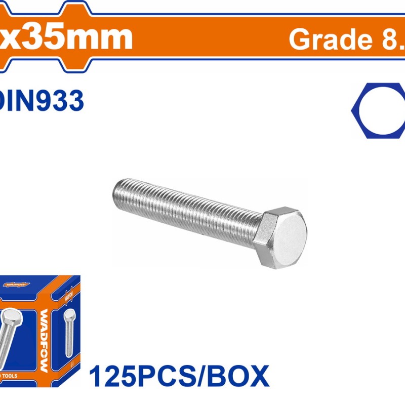 WADFOW ΒΙΔΑ ΕΞΑΓΩΝΗ ΓΑΛΒ. 8.8 DIN933 8X35 125TEM (WXSP527A)