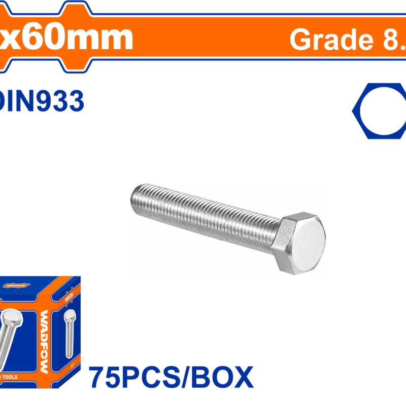 WADFOW ΒΙΔΑ ΕΞΑΓΩΝΗ ΓΑΛΒ. 8.8 DIN933 8X60 75TEM (WXSP52CA)