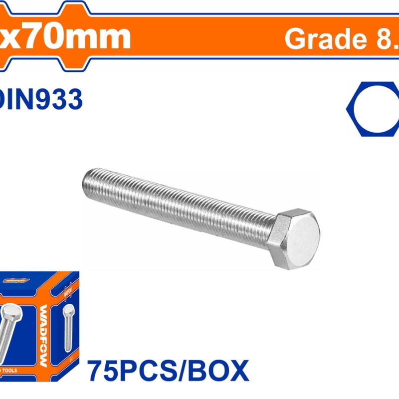 WADFOW ΒΙΔΑ ΕΞΑΓΩΝΗ ΓΑΛΒ. 8.8 DIN933 8X70 75TEM (WXSP52DA)