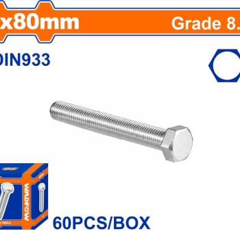 WADFOW ΒΙΔΑ ΕΞΑΓΩΝΗ ΓΑΛΒ. 8.8 DIN933 8X80 60TEM (WXSP52FA)