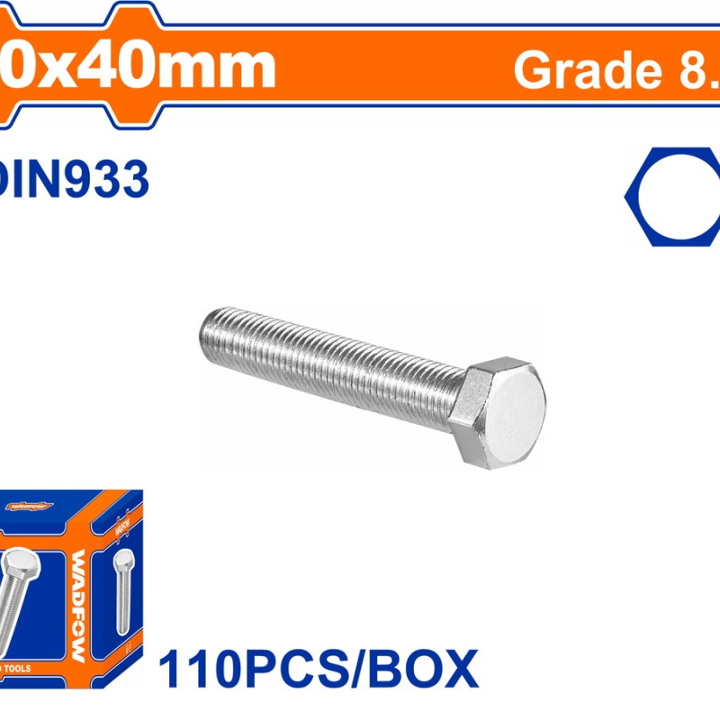WADFOW ΒΙΔΑ ΕΞΑΓΩΝΗ ΓΑΛΒ. 8.8 DIN933 10X40 110TEM (WXSP538A)