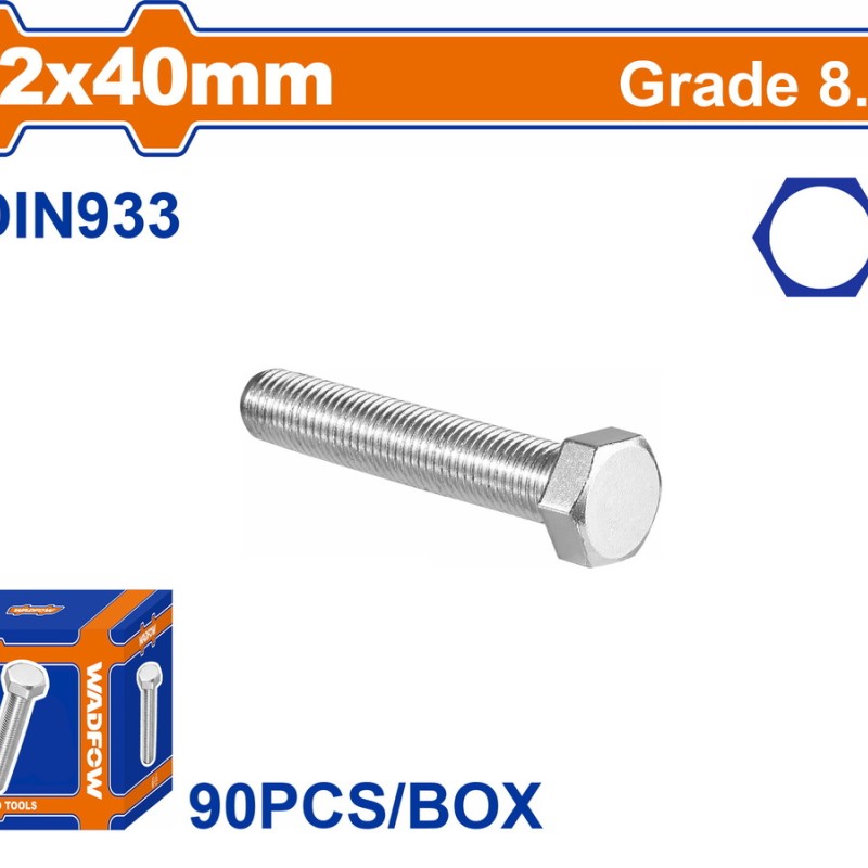 WADFOW ΒΙΔΑ ΕΞΑΓΩΝΗ ΓΑΛΒ. 8.8 DIN933 12X40 90TEM (WXSP548A)