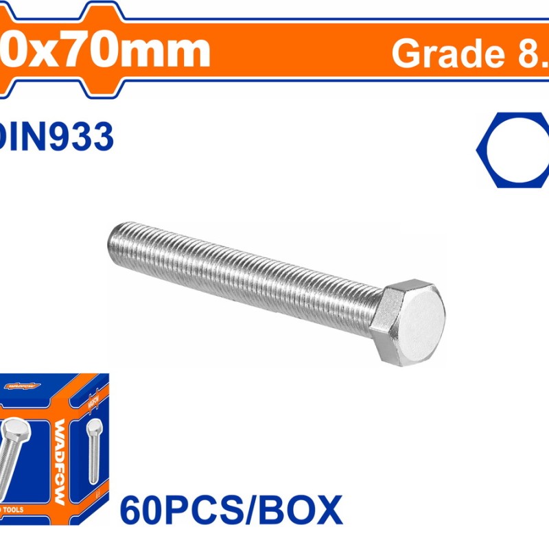 WADFOW ΒΙΔΑ ΕΞΑΓΩΝΗ ΓΑΛΒ. 8.8 DIN933 10X70 60TEM (WXSP53DA)
