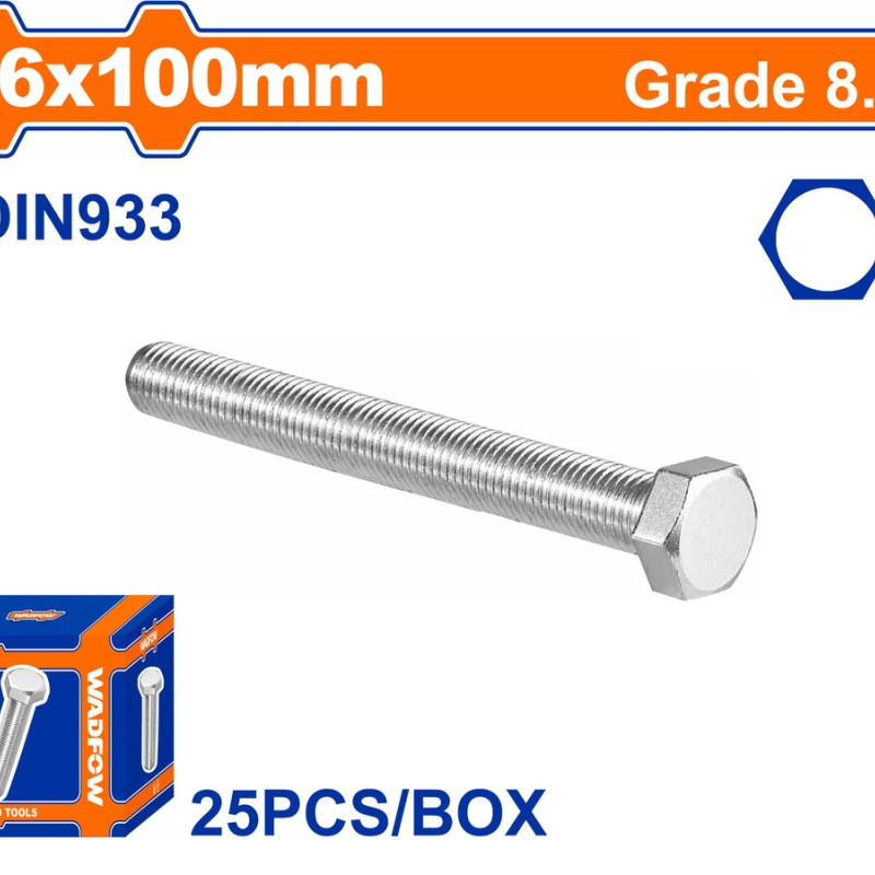 WADFOW ΒΙΔΑ ΕΞΑΓΩΝΗ ΓΑΛΒ. 8.8 DIN933 16X100 25TEM (WXSP56HA)