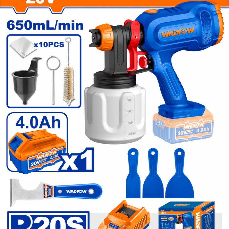 WADFOW ΣΕΤ ΠΙΣΤΟΛΙ ΒΑΦΗΣ ΜΠΑΤ. Li-ion 20V / 4Ah / 1 ΜΠΑΤ (WSU30668E)