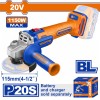 WADFOW ΓΩΝΙΑΚΟΣ ΤΡΟΧΟΣ 115mm ΜΠΑΤ. Li-ion 20V ΧΩΡΙΣ ΜΠΑΤΑΡΙΑ & ΦΟΡΤΙΣΤΗ (WLAPB520)