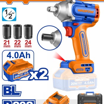 WADFOW ΜΠΟΥΛΟΝΟΚΛΕΙΔΟ ΜΠΑΤ. Li-ion 20V / 480Nm / 4Ah / 2 ΜΠΑΤ BL Motor (WCD1B483E)