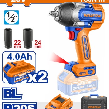 WADFOW ΜΠΟΥΛΟΝΟΚΛΕΙΔΟ ΜΠΑΤ. Li-ion 20V / 780Nm / 4Ah / 2 ΜΠΑΤ BL Motor (WCD1B78E)