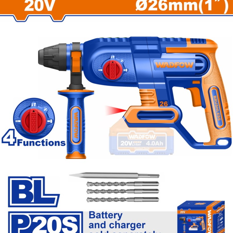 WADFOW ΠΝΕΥΜΑΤΙΚΟ ΠΙΣΤΟΛΕΤΟ ΜΠΑΤ. Li-ion 20V / 26mm ΧΩΡΙΣ ΜΠΑΤΑΡΙΑ & ΦΟΡΤΙΣΤΗ (WLM1526)