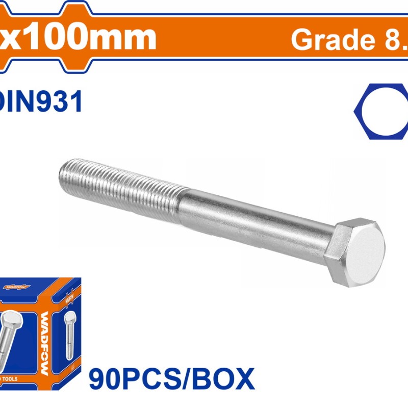 WADFOW ΒΙΔΑ ΕΞΑΓΩΝΗ ΓΑΛΒ. 8.8 DIN931 8X100 90TEM (WXSP52HB)