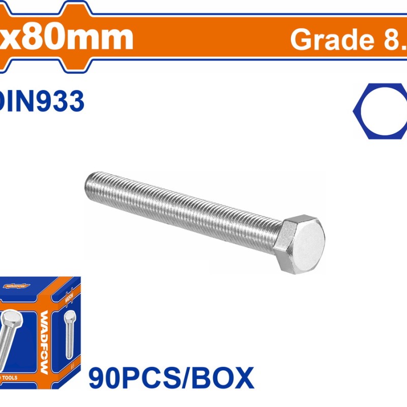 WADFOW ΒΙΔΑ ΕΞΑΓΩΝΗ ΓΑΛΒ. 8.8 DIN933 6X80 90TEM (WXSP51FA)