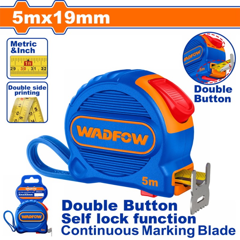 WADFOW ΜΕΤΡΟΤΑΙΝΙΑ 5m X 19mm ΜΕΤΡΙΚΟ & ΙΝΤΣΑ (WMT2220)