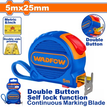 WADFOW ΜΕΤΡΟΤΑΙΝΙΑ 5m X 25mm ΜΕΤΡΙΚΟ & ΙΝΤΣΑ (WMT2230)