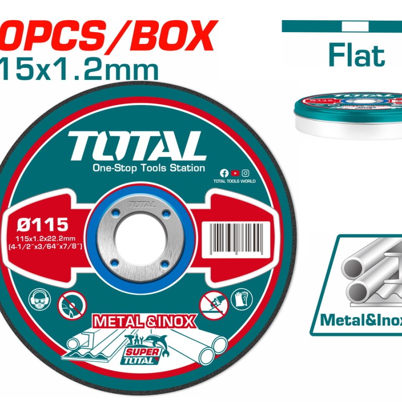 TOTAL ΔΙΣΚΟΣ ΚΟΠΗΣ ΙΝΟΧ - ΜΕΤΑΛΛΟΥ 115 Χ 1.2mm ΣΕ ΜΕΤΑΛΛΙΚΟ ΚΟΥΤΑΚΙ (TAC2211155)