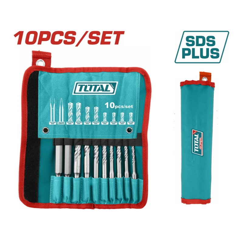 TOTAL ΣΕΤ ΤΡΥΠΑΝΙΑ + ΚΑΛΕΜΙΑ SDS - PLUS 10ΤΕΜ (TACSD19101)
