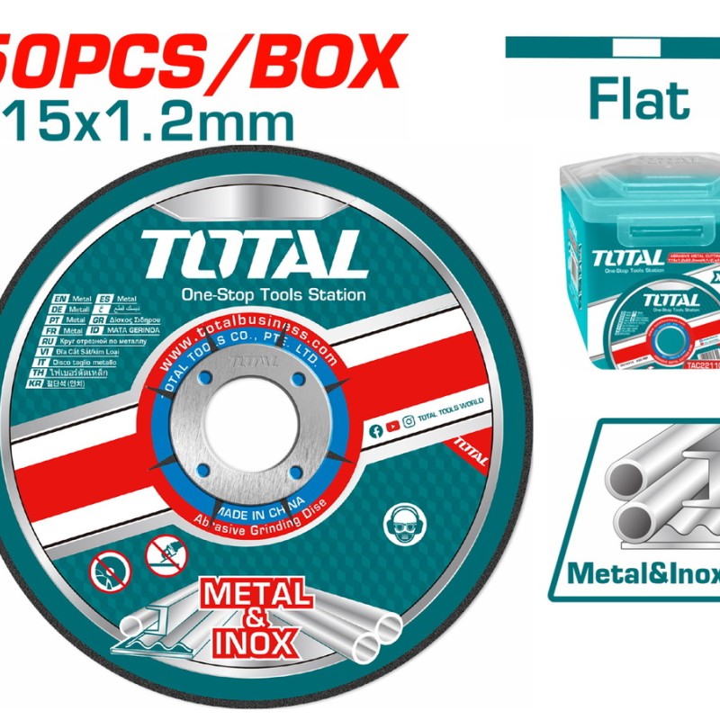 TOTAL ΔΙΣΚΟΣ ΚΟΠΗΣ ΙΝΟΧ - ΜΕΤΑΛΛΟΥ 115 Χ 1.2mm ΣΕ ΠΛΑΣΤΙΚΟ ΚΟΥΤΑΚΙ 50ΤΕΜ (TAC22111550)