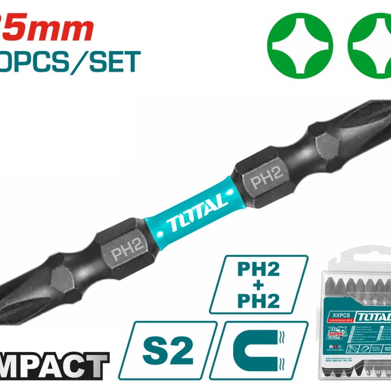 TOTAL ΜΥΤΕΣ ΜΑΓΝΗΤΙΚΕΣ ΜΑΥΡΕΣ ΔΙΠΛΕΣ ΡH2 65mm 10ΤΕΜ (TACIM16PH233)