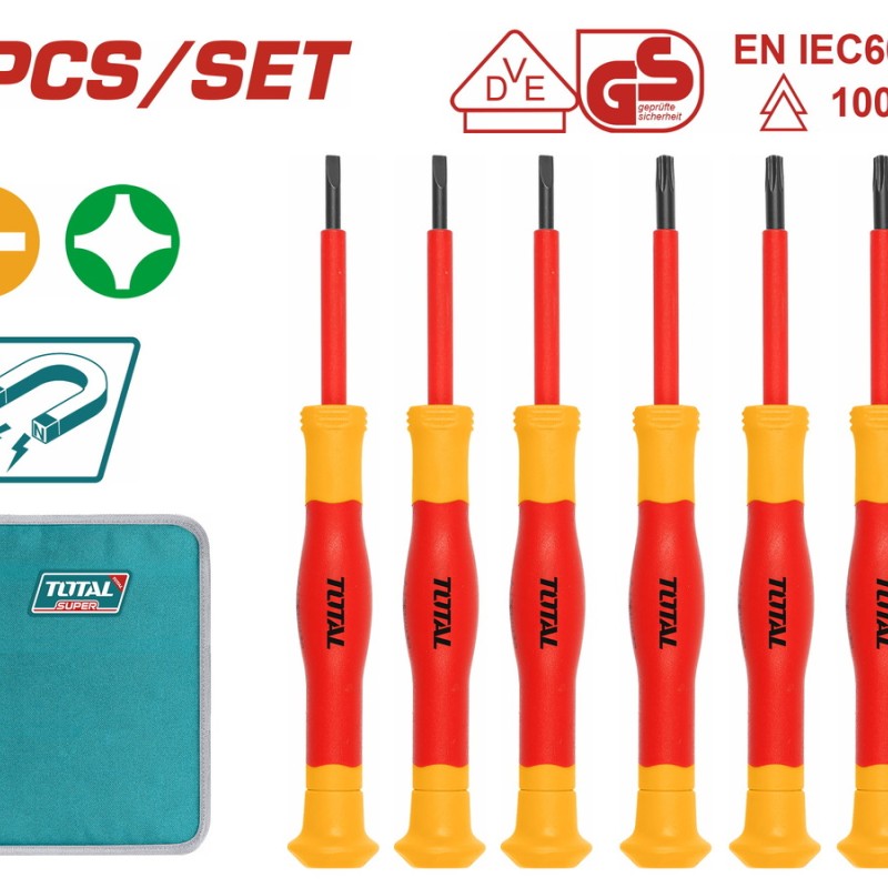 TOTAL ΣΕΤ ΚΑΤΣΑΒΙΔΙΑ ΗΛΕΚΤΡΟΝΙΚΩΝ 1000V VDE 6ΤΕΜ (THKIPSD0601)