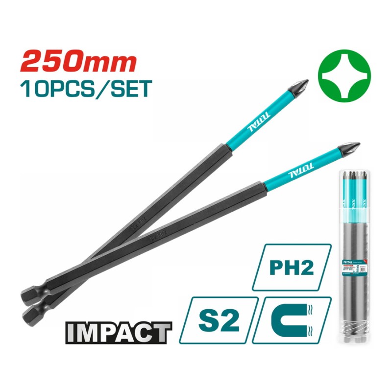 TOTAL ΜΥΤΕΣ ΜΑΓΝΗΤΙΚΕΣ ΜΑΥΡΕΣ ΡH2 250mm 10ΤΕΜ (TACIM16PH2103)