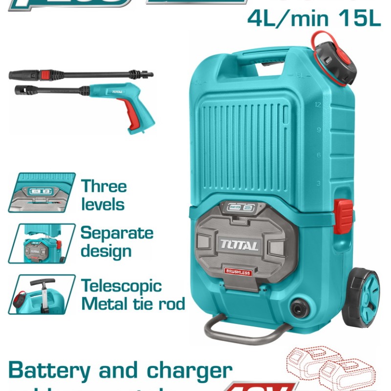 TOTAL ΕΠΑΓΓ. ΠΛΥΣΤΙΚΟ ΥΨΗΛΗΣ ΠΙΕΣΗΣ ΜΠΑΤ. Li-ion 40V ΧΩΡΙΣ ΜΠΑΤΑΡΙΑ & ΦΟΡΤΙΣΤΗ (TPWLI4006)