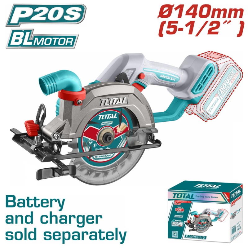 TOTAL ΕΠΑΓΓ. ΔΙΣΚΟΠΡΙΟΝΟ ΜΠΑΤ. Φ-140mm Li-ion 20V ΧΩΡΙΣ ΜΠΑΤΑΡΙΑ & ΦΟΡΤΙΣΤΗ (TSLI1402)