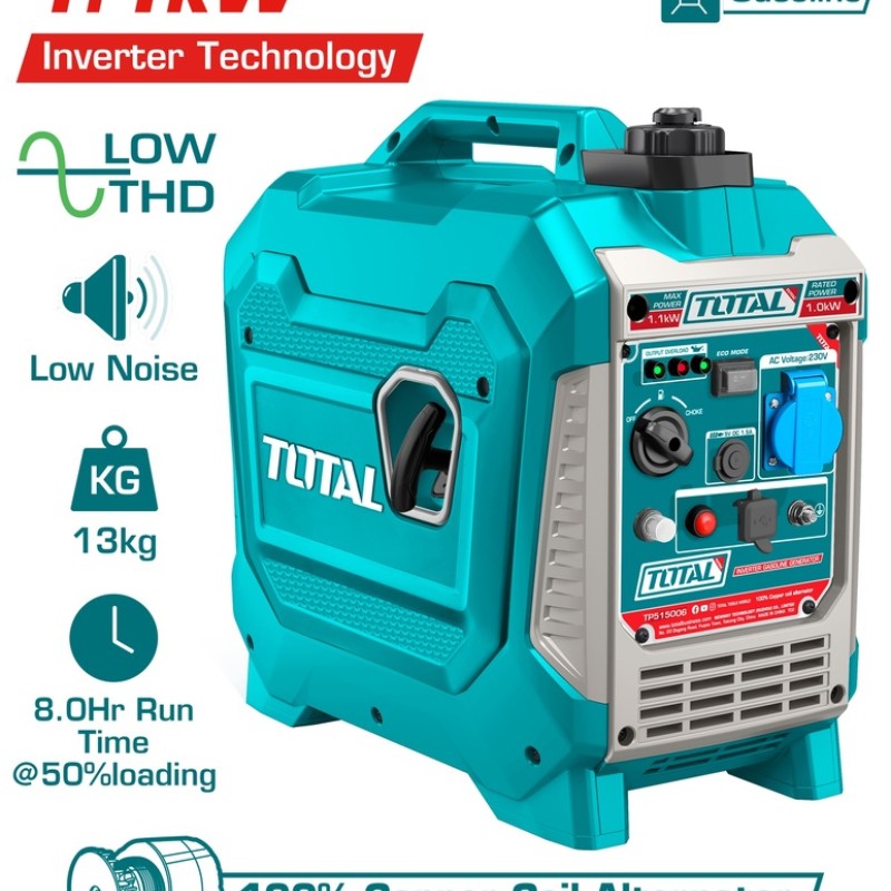 TOTAL ΕΠΑΓΓΕΛΜΑΤΙΚΗ ΗΛΕΚΤΡΟΓΕΝΝΗΤΡΙΑ ΒΕΝΖΙΝΗΣ INVERTER 1.100W (TP515006)