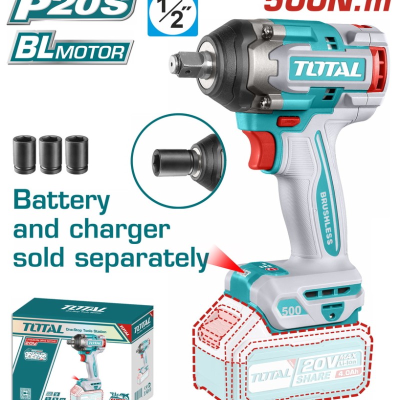 TOTAL ΕΠΑΓΓ. ΜΠΟΥΛΟΝΟΚΛΕΙΔΟ ΜΠΑΤ. Li-ion 20V / 500Nm ΧΩΡΙΣ ΜΠΑΤΑΡΙΑ & ΦΟΡΤΙΣΤΗ (TIWLI20501)