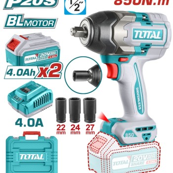 TOTAL ΕΠΑΓΓ. ΜΠΟΥΛΟΝΟΚΛΕΙΔΟ ΜΠΑΤ. Li-ion 20V / 4Ah / 850Nm / 2 ΜΠΑΤΑΡΙΕΣ (TIWLI2085)