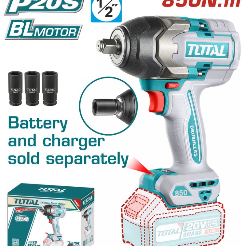TOTAL ΕΠΑΓΓ. ΜΠΟΥΛΟΝΟΚΛΕΙΔΟ ΜΠΑΤ. Li-ion 20V / 850Nm ΧΩΡΙΣ ΜΠΑΤΑΡΙΑ & ΦΟΡΤΙΣΤΗ (TIWLI20851)