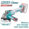 TOTAL ΕΠΑΓΓ. ΓΩΝΙΑΚΟΣ ΤΡΟΧΟΣ ΜΠΑΤ. Li-ion 20V / 125mm ΧΩΡΙΣ ΜΠΑΤΑΡΙΑ & ΦΟΡΤΙΣΤΗ (TAGLI221253)