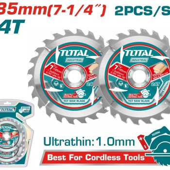 TOTAL ΕΠΑΓΓ ΣΕΤ ΔΙΣΚΟΙ ΚΟΠΗΣ ΞΥΛΟΥ Φ185Χ20mm 24Τ 2TEM ΓΙΑ TS11418526/TS1161856/TSLI1851 (TAC2331853)