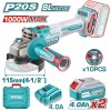 TOTAL ΕΠΑΓΓ. ΣΕΤ ΓΩΝΙΑΚΟΣ ΤΡΟΧΟΣ 125mm ΜΠΑΤ. Li-ion 20V / 4Ah / 2 ΜΠΑΤ (TAGLI271532E)