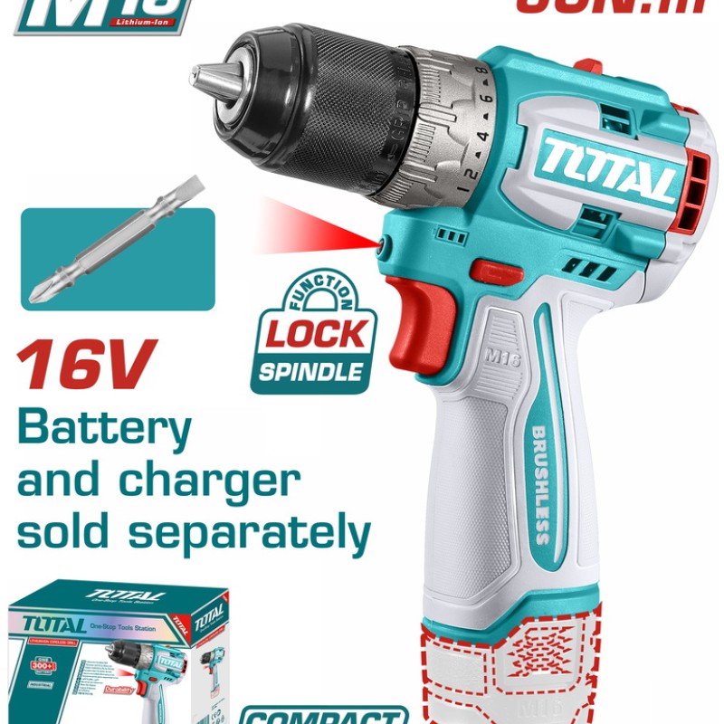 TOTAL ΕΠΑΓΓ. ΔΡΑΠ/ΒΙΔΟ ΜΠΑΤ. Li-ion 16V / 60Nm ΧΩΡΙΣ ΜΠΑΤΑΡΙΑ & ΦΟΡΤΙΣΤΗ (TDLI16681)