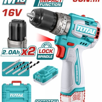 TOTAL ΕΠΑΓΓ. ΔΡΑΠ/ΒΙΔΟ ΚΡΟΥΣΤΙΚΟ ΜΠΑΤ. Li-ion 16V / 2Ah / 60Nm / 2 ΜΠΑΤ (TIDLI16682)