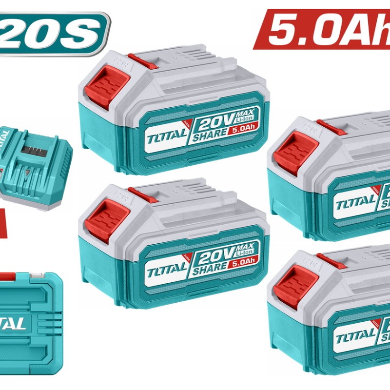TOTAL ΕΠΑΓΓ. ΣΕΤ 4τεμ ΜΠΑΤ. TFBLI2053 Li-ion 20V / 5Ah + 1τεμ ΤΑΧΥΦΟΡΤΙΣΤΗΣ TFCLI2082 (TFBCLI20285E)