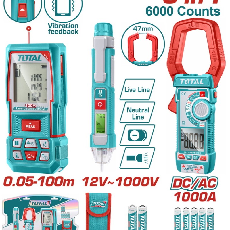 TOTAL ΕΠΑΓΓ. ΣΕΤ ΜΕΤΡΗΤΗΣ ΑΠΟΣΤ LASER 100m + ΔΟΚΙΜ. ΚΑΤΣΑΒΙΔΙ ΨΗΦΙΑΚΟ + ΑΜΠΕΡΟΤΣΙΜΠΙΔΑ (TLDD241202)