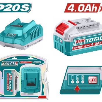 TOTAL ΕΠΑΓΓ. ΣΕΤ 1τεμ ΜΠΑΤ. TFBLI2002 Li-ion 20V/4Ah + 1τεμ ΦΟΡΤΙΣΤΗΣ TFCLI2001 (TFBCPK1012)