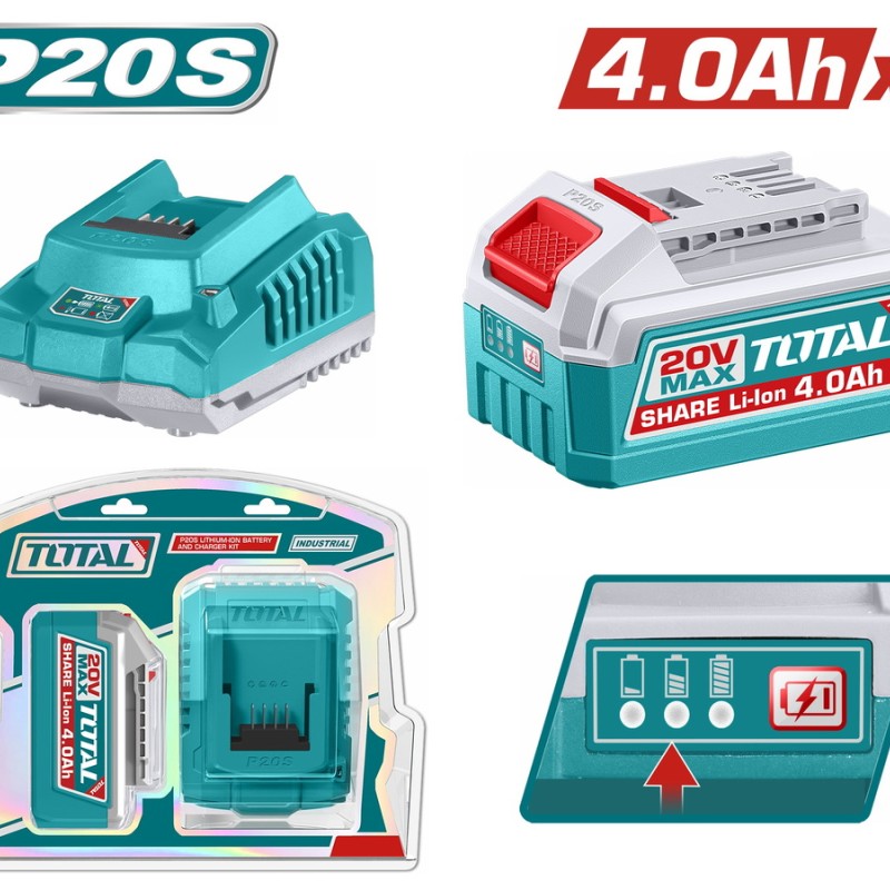 TOTAL ΕΠΑΓΓ. ΣΕΤ 1τεμ ΜΠΑΤ. TFBLI2002 Li-ion 20V/4Ah + 1τεμ ΦΟΡΤΙΣΤΗΣ TFCLI2001 (TFBCPK1012)
