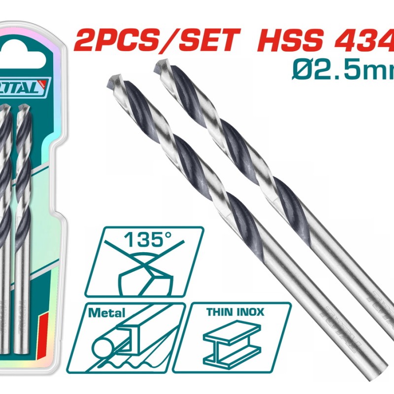 TOTAL ΕΠΑΓΓ. ΤΡΥΠΑΝΙ HSS DIN4341 2.5mm 2τεμ (TAC1200254)